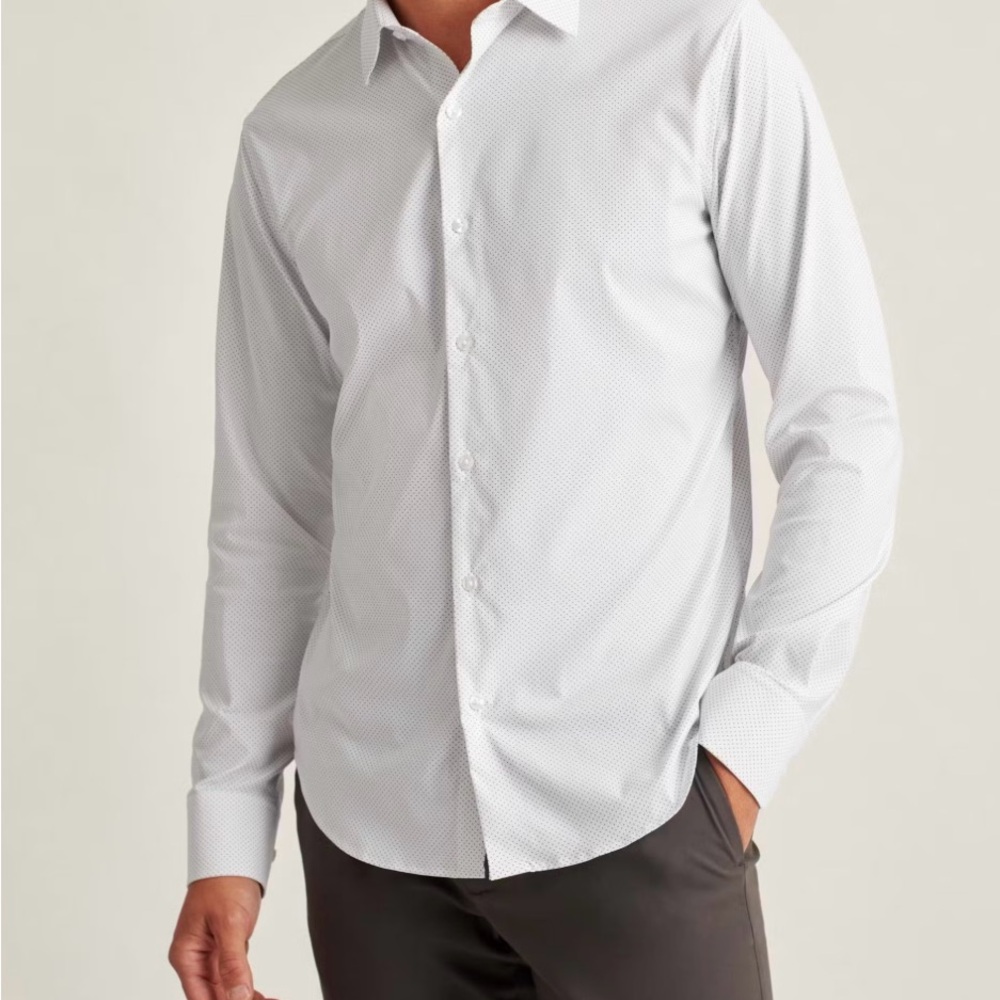 Bonobos White Button-Up Shirt Blue Dots. tech Slim Fit. size M